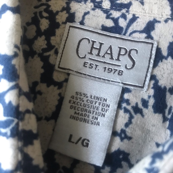 CHAPS MEN LINEN/COTTON L BTN DWN QUALITY SHIRT - Picture 3 of 6